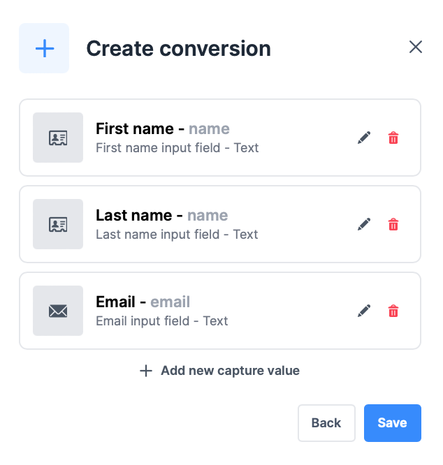  Different conversions and their value