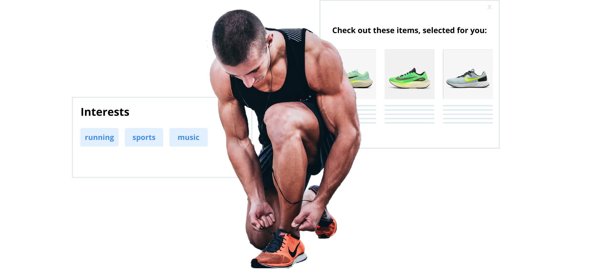  runner surrounded by his interests and recommendation pop-up